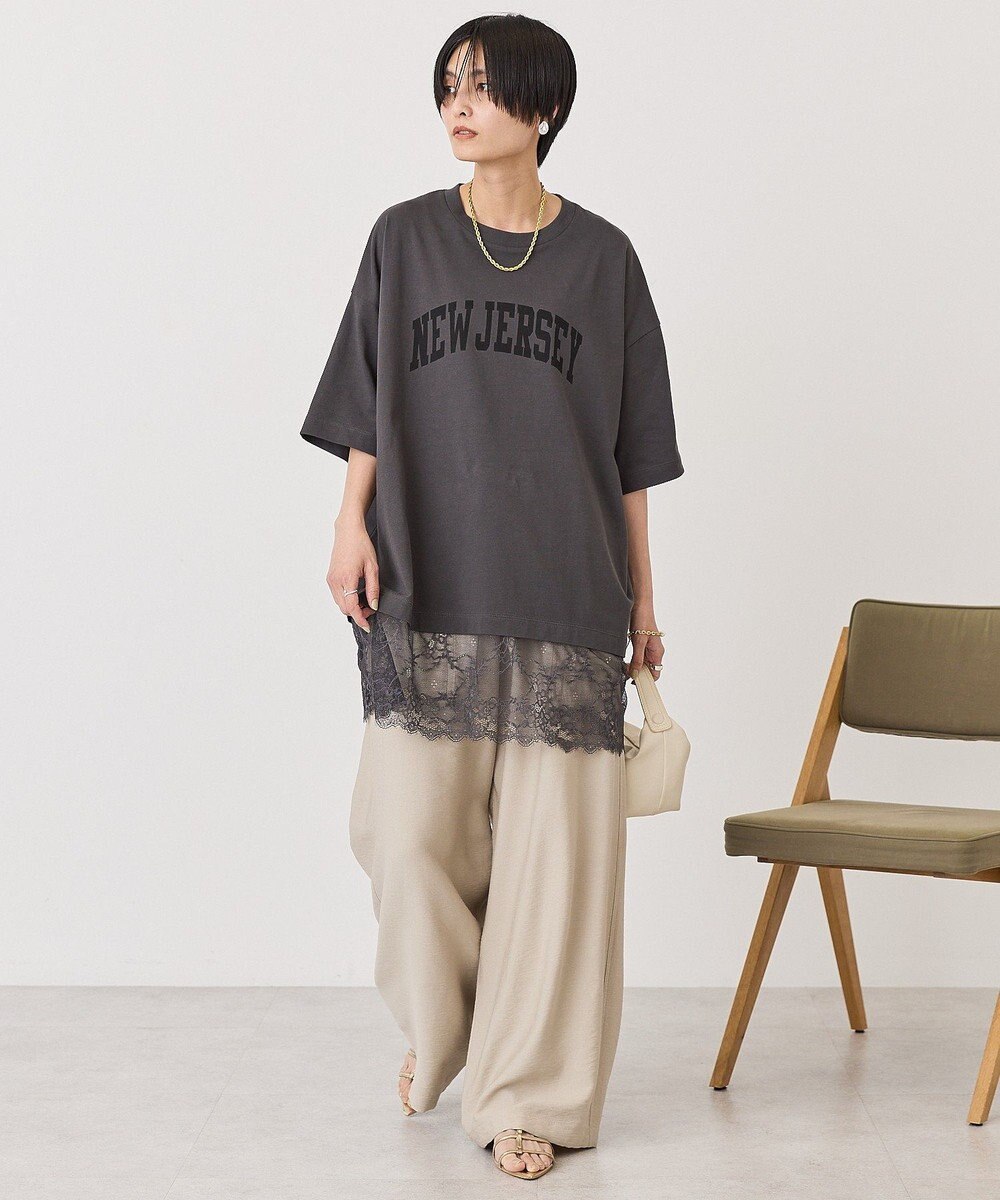 AMERICAN HOLIC カレッジロゴレースドッキングＴシャツ 