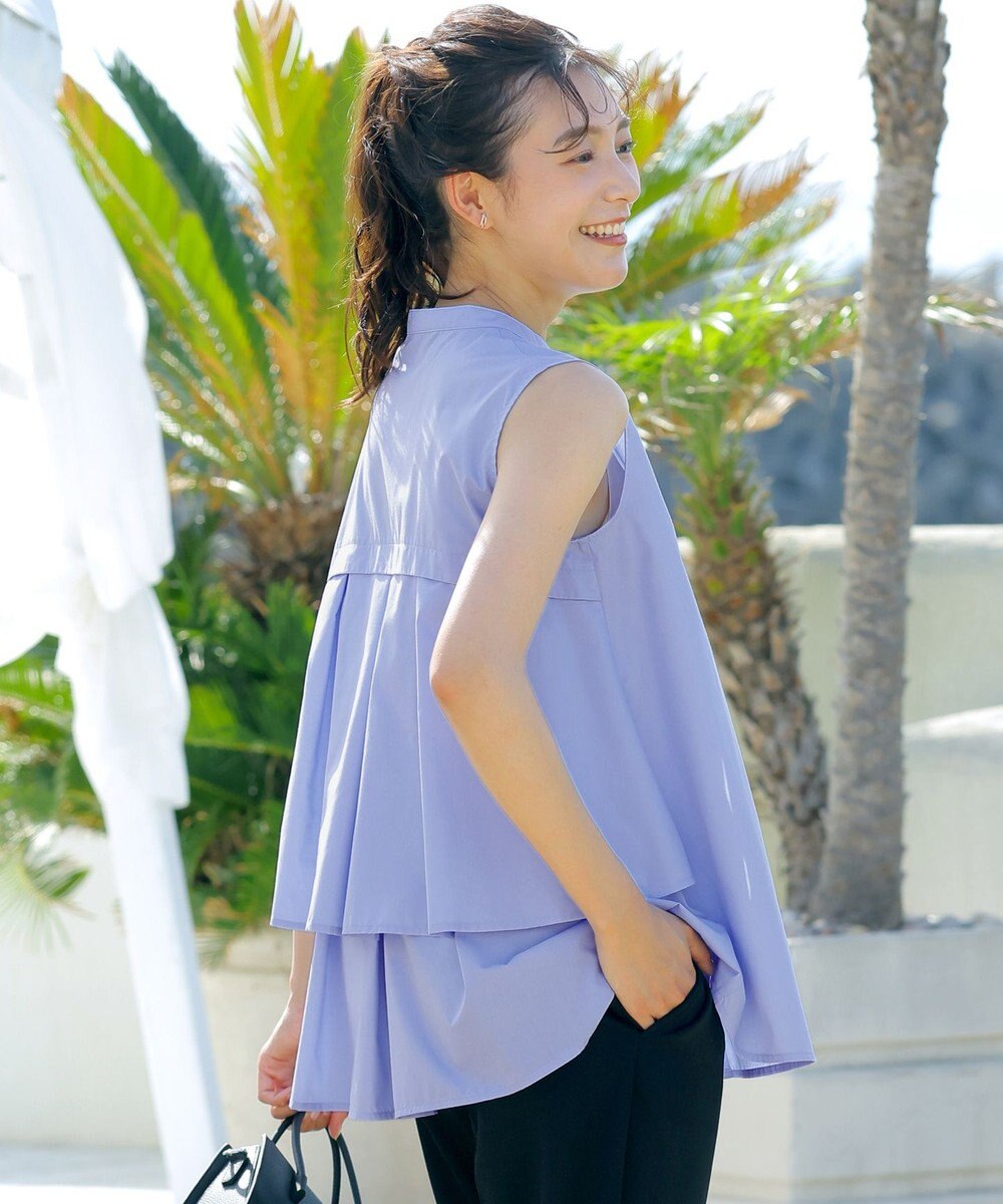 Tiaclasse 【洗える】ノースリーブ後ろタックティアードブラウス 