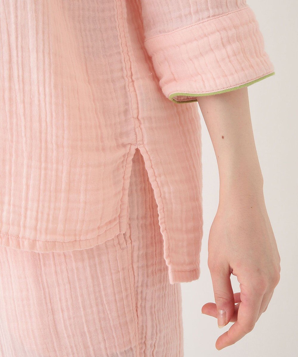 UCHINO クレープガーゼ ノーカラーレディスパジャマ 