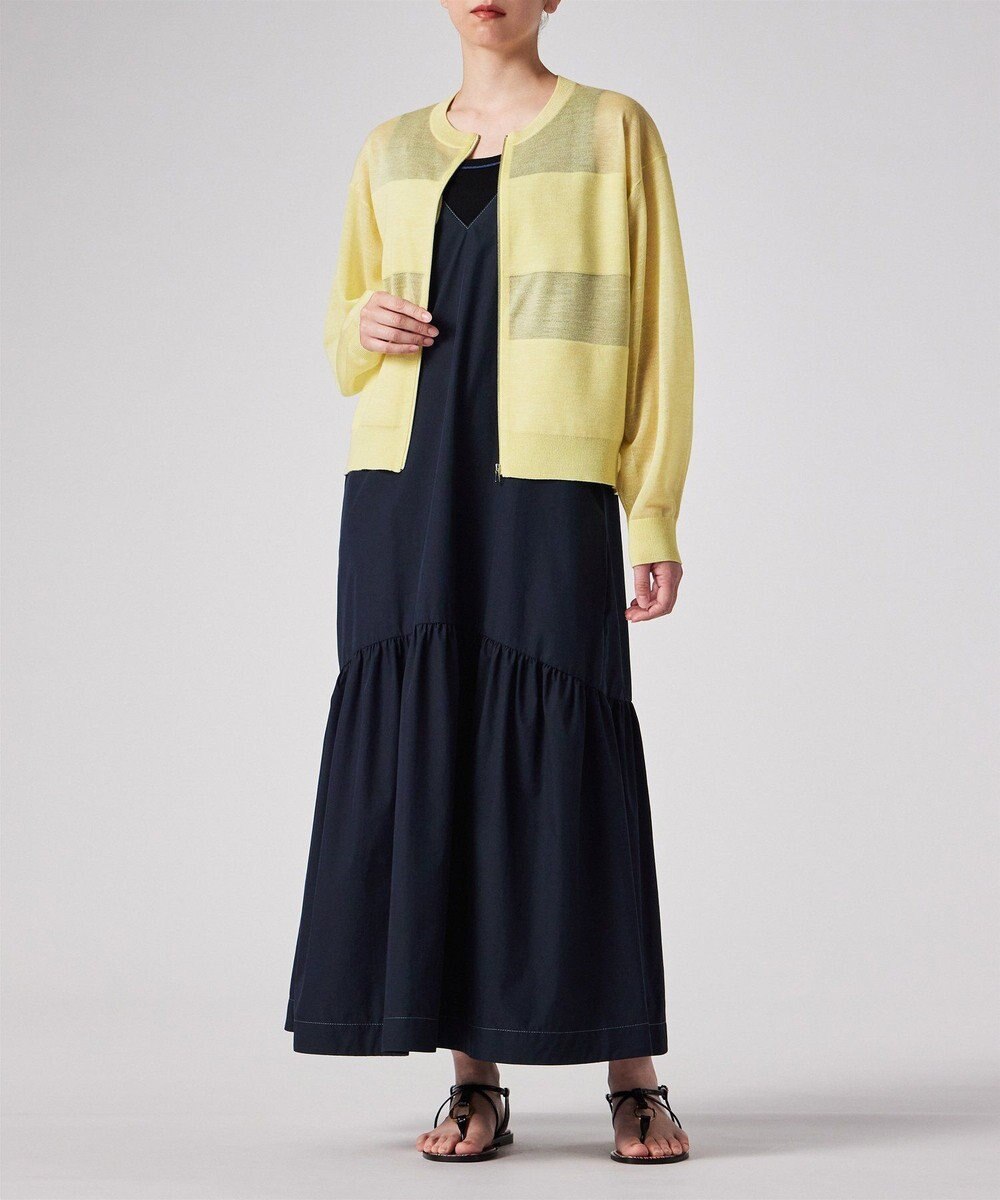 Paul Smith 【洗える】シアーボーダー ジップアップ カーディガン 