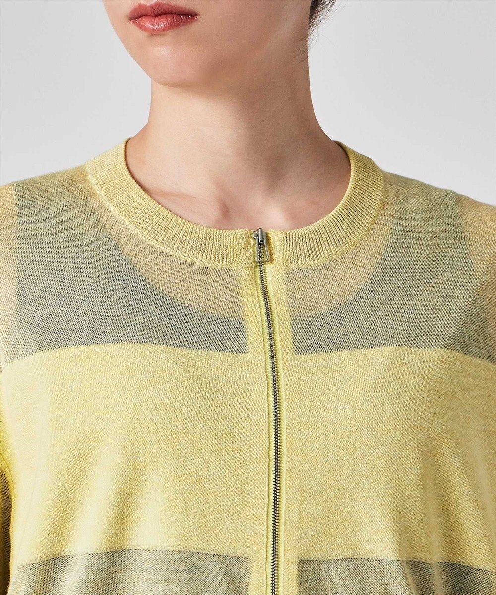 Paul Smith 【洗える】シアーボーダー ジップアップ カーディガン 