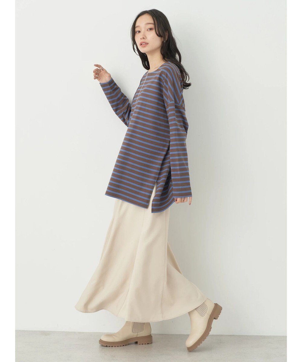 earth music&ecology バック釦ボーダーチュニック 