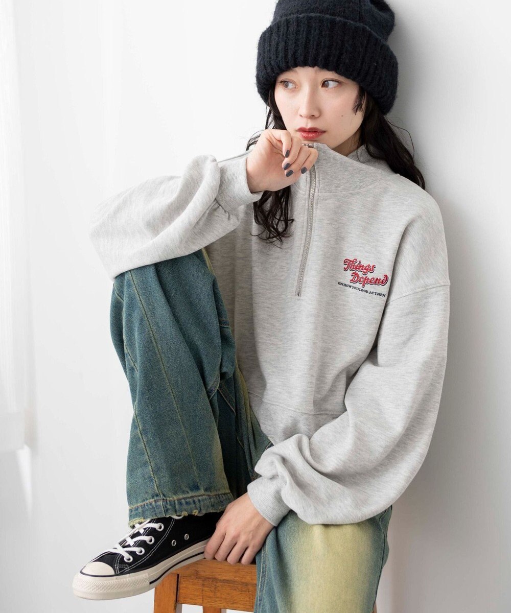 WEGO ハーフジップショートスウェット 