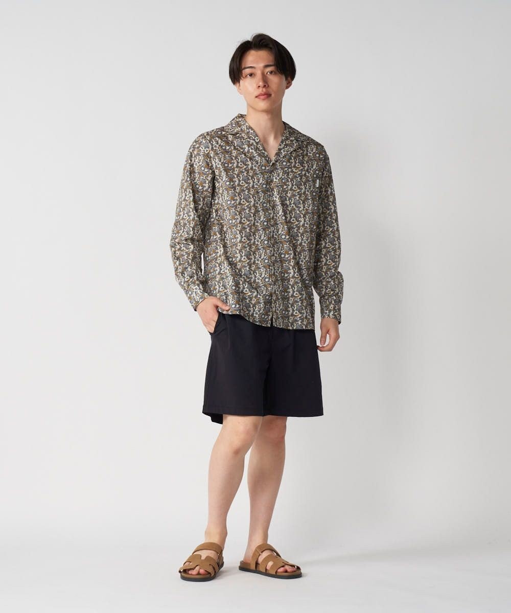 OP／FILA 【Ocean Pacific】プリント長袖オープンネックシャツ 