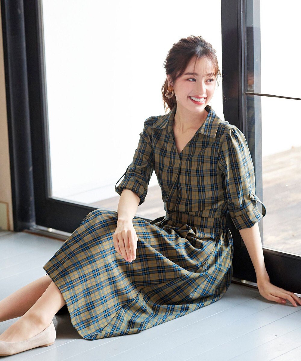 Tiaclasse L 【洗える】小顔効果も期待できるスキッパーシャツワンピース 