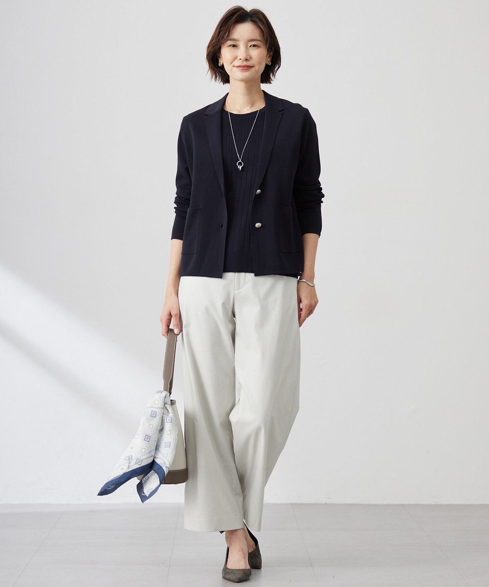 J.PRESS LADIES L 【洗える】Cotton Acetate ストライプ ニット プルオーバー 