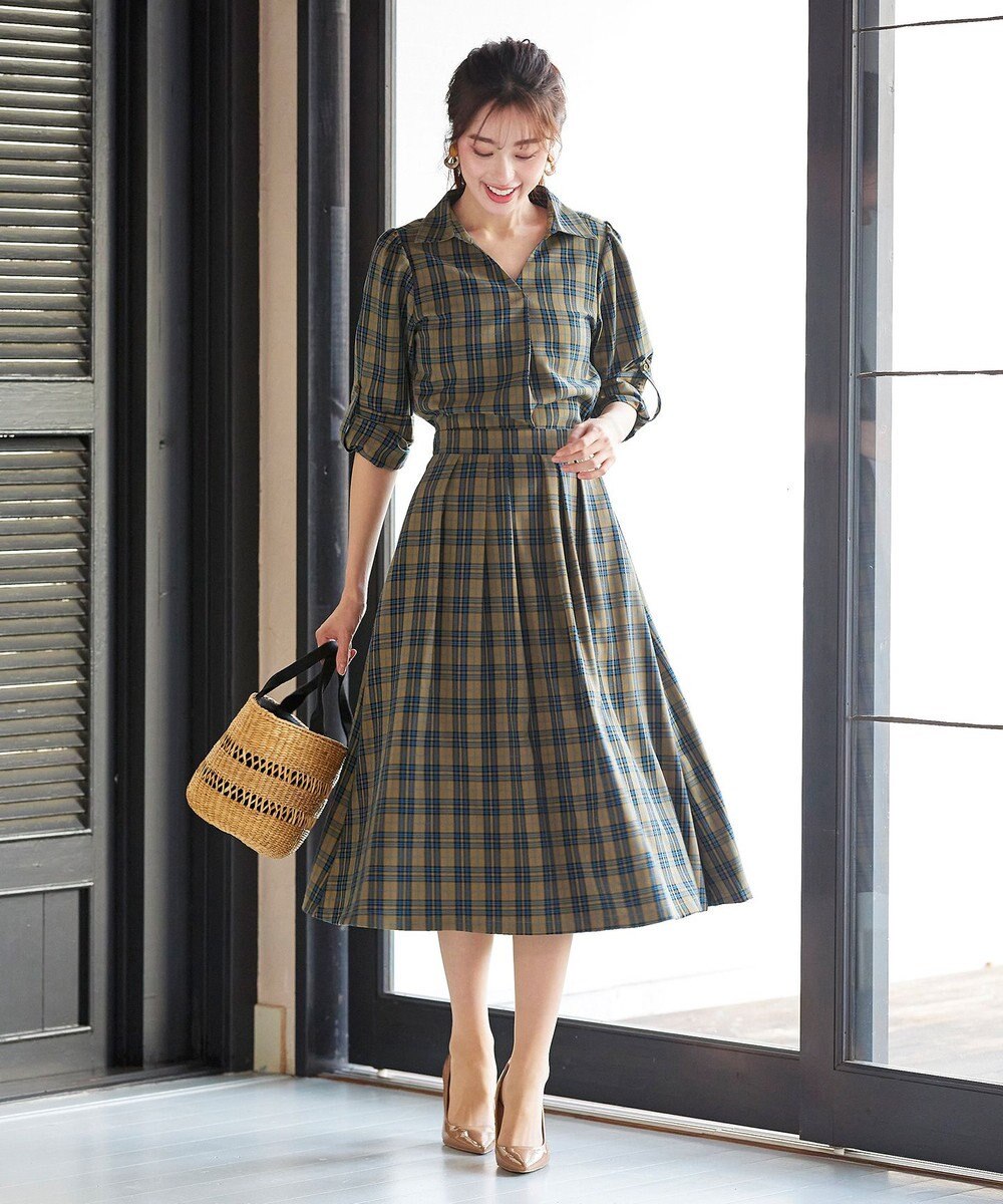 Tiaclasse L 【洗える】小顔効果も期待できるスキッパーシャツワンピース 