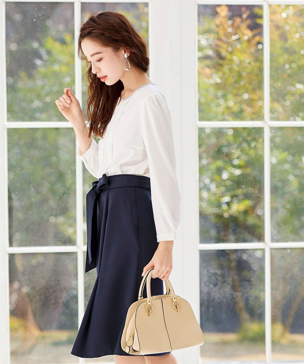 Tiaclasse 【洗える】快適な履き心地のダブルクロスセミタイトスカート 