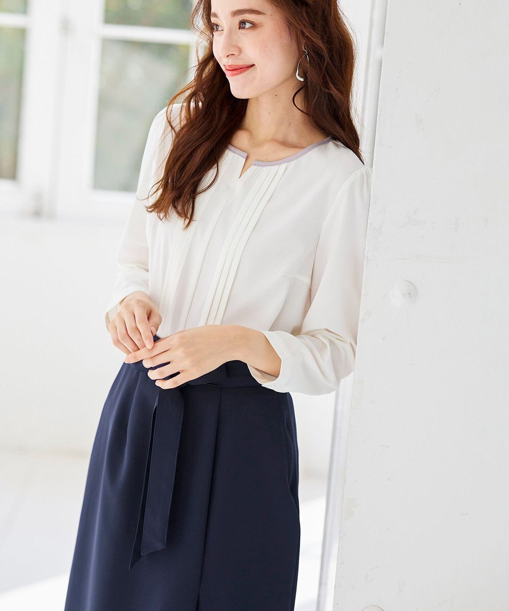 Tiaclasse 【洗える】快適な履き心地のダブルクロスセミタイトスカート 