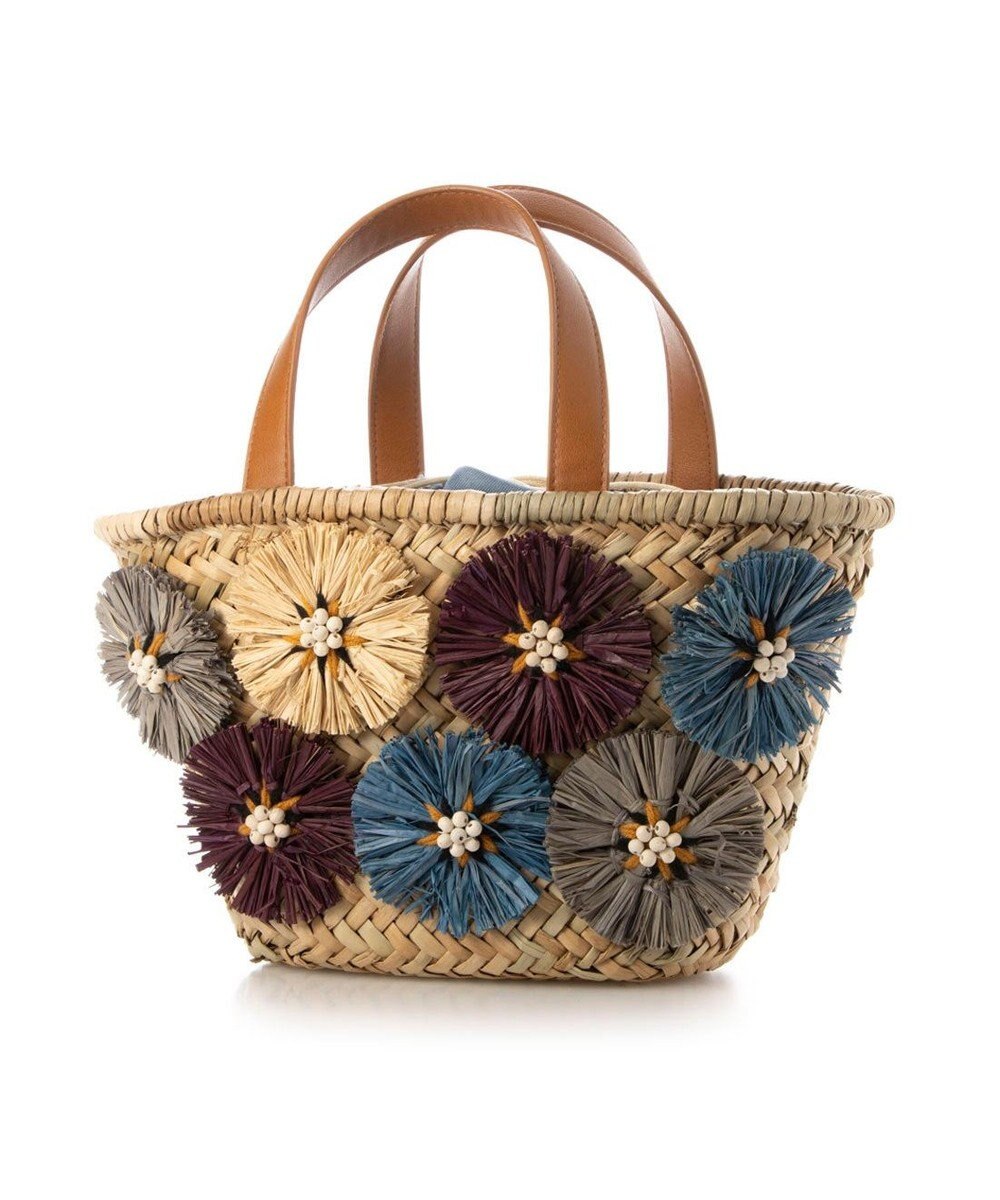 UNBILLION カシュカシュ cachecache / ラフィアフラワー付カゴバッグ 