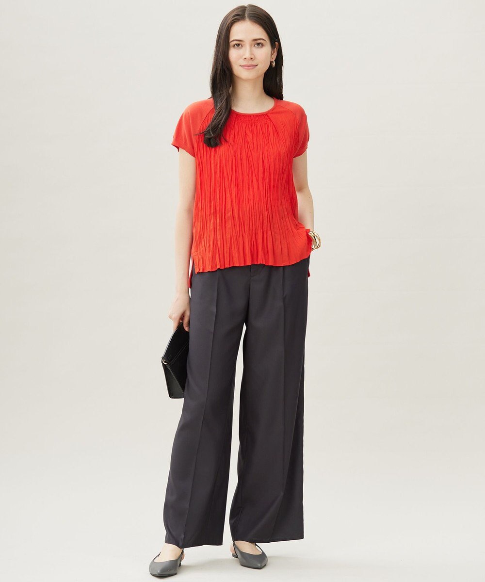 自由区 S 【洗える】ジョーゼットプリーツコンビ カットソー 