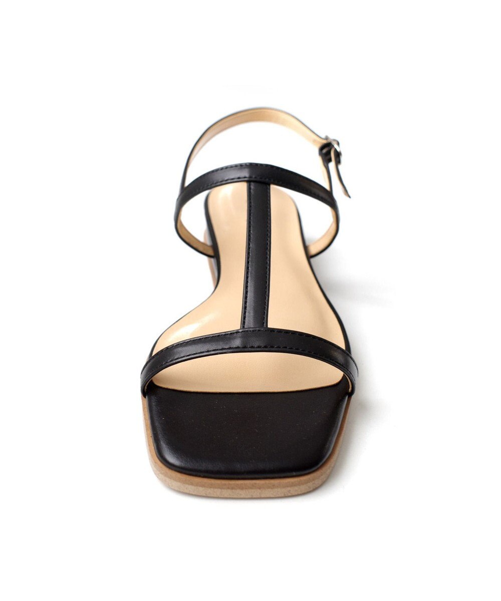 Pointer 日本製 本革ゴム仕様ストラップスクエアトゥサンダル 