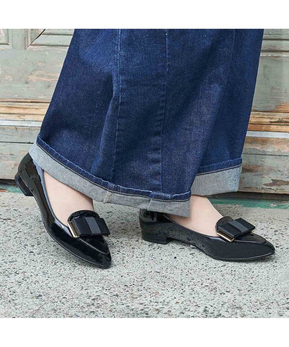 ing <ing>【WEB限定】【レイン対応】リボンモチーフフラットパンプス 