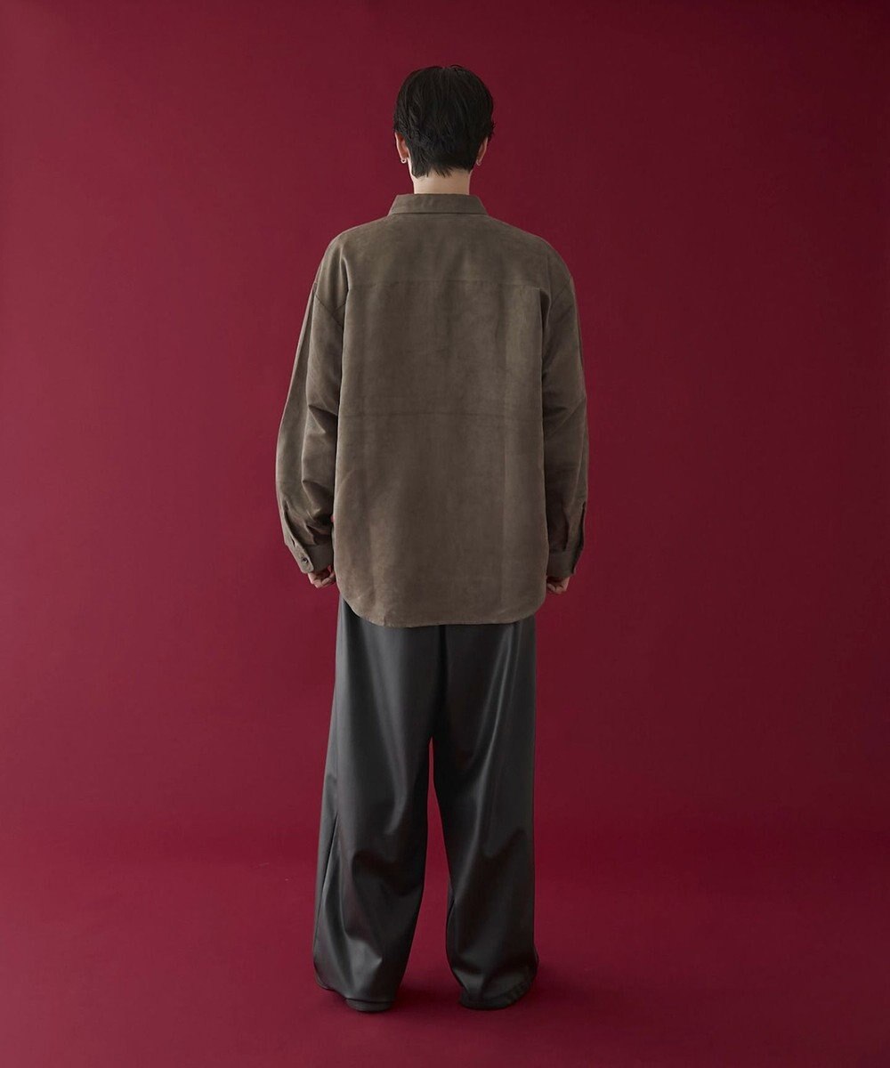 WEGO フェイクスウェードワンポイントBIGシャツ（LS） 