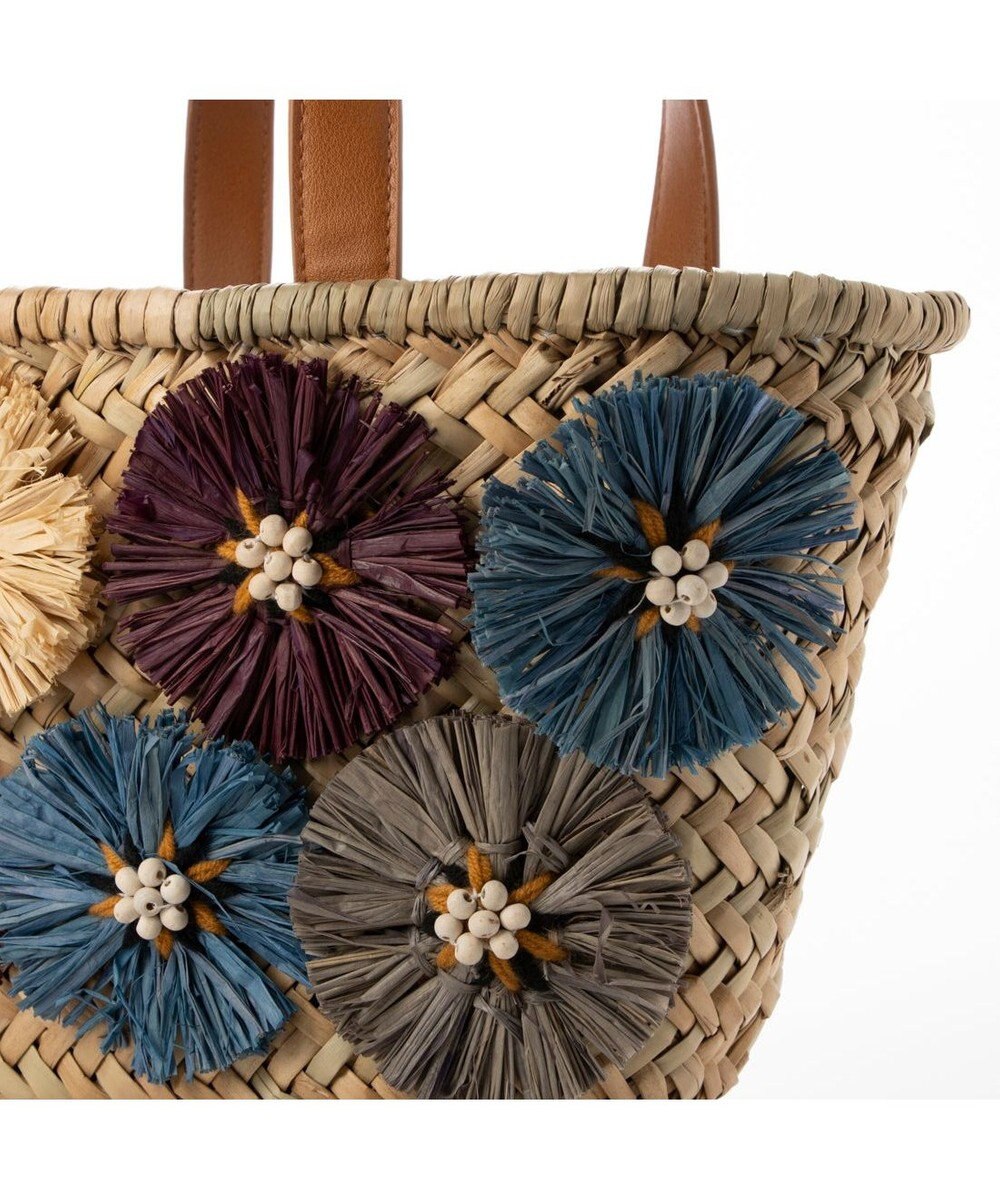 UNBILLION カシュカシュ cachecache / ラフィアフラワー付カゴバッグ 