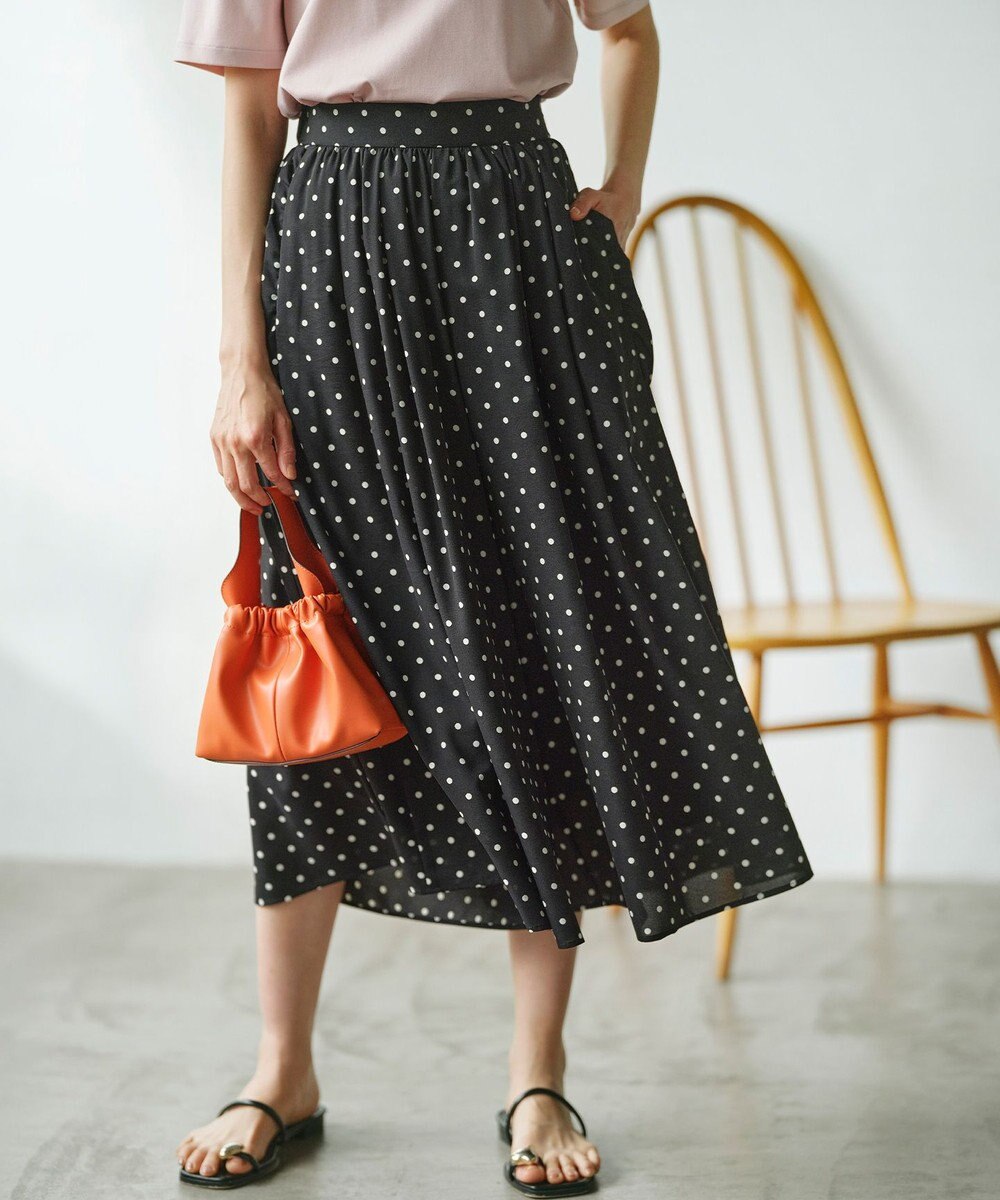 組曲 L 【WEB限定】ドットプリントデシン フリルパンツ 