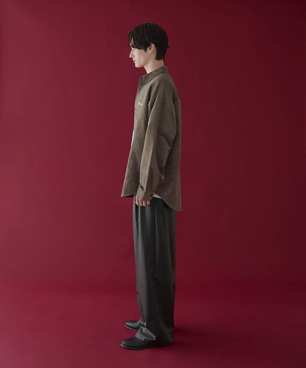 WEGO フェイクスウェードワンポイントBIGシャツ（LS） 