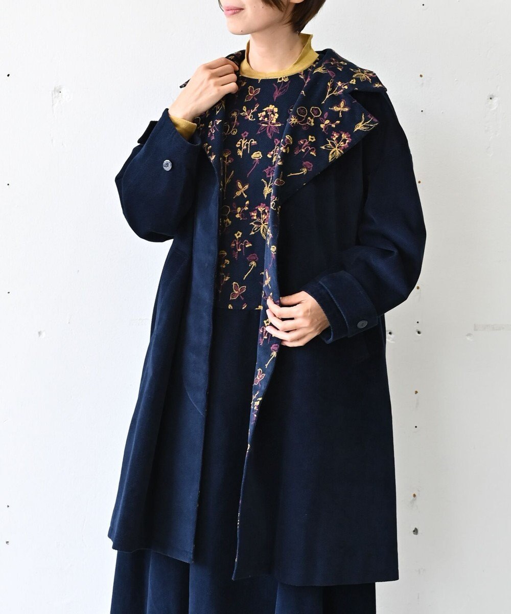 muuc 〈遠州織物の工場で織られた上質なコットンコーデュロイ生地〉花刺繍コート（セットアップ可能） 
