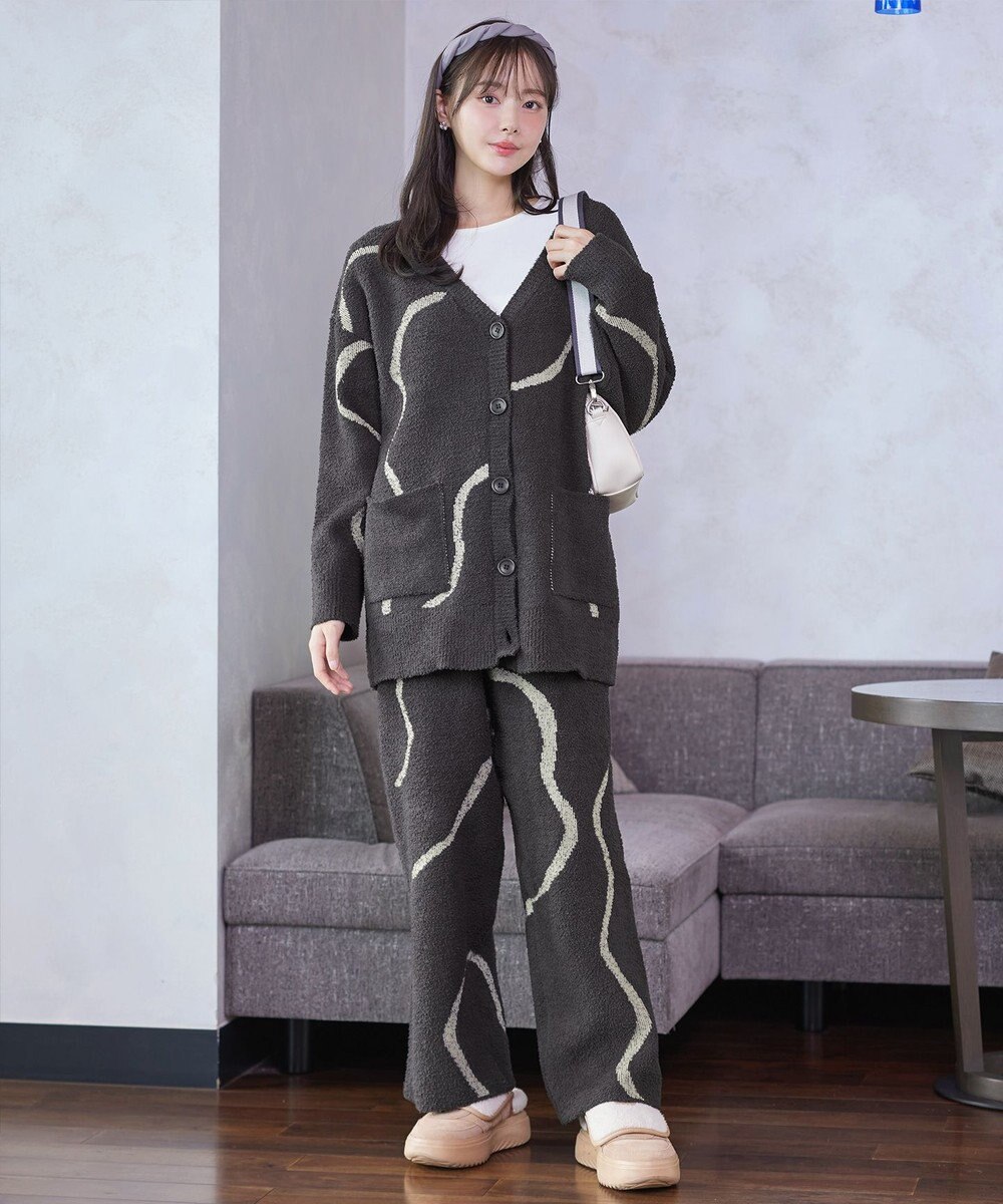 Tiaclasse ふわもちニュアンス配色ニットカーディガン 