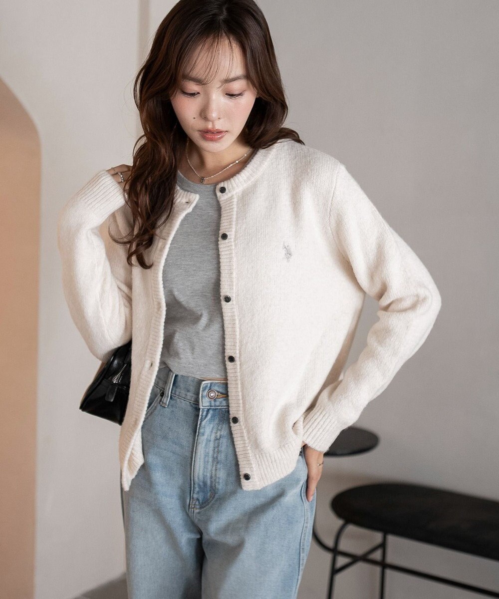 WEGO 【WEB限定/25年秋冬新作】別注USPOLO微起毛カーデ 