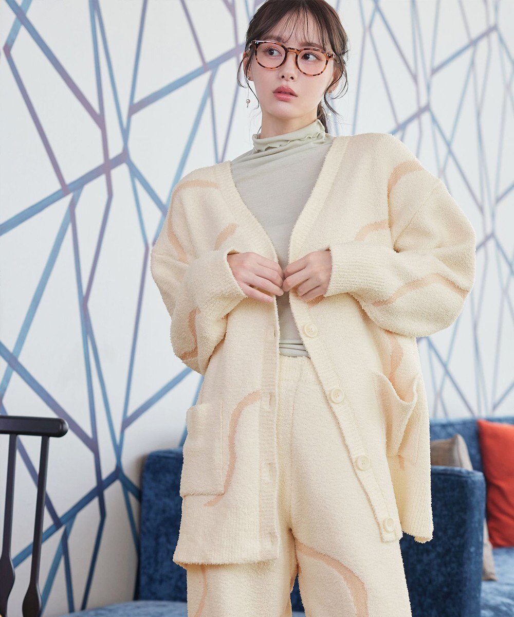 Tiaclasse ふわもちニュアンス配色ニットカーディガン 