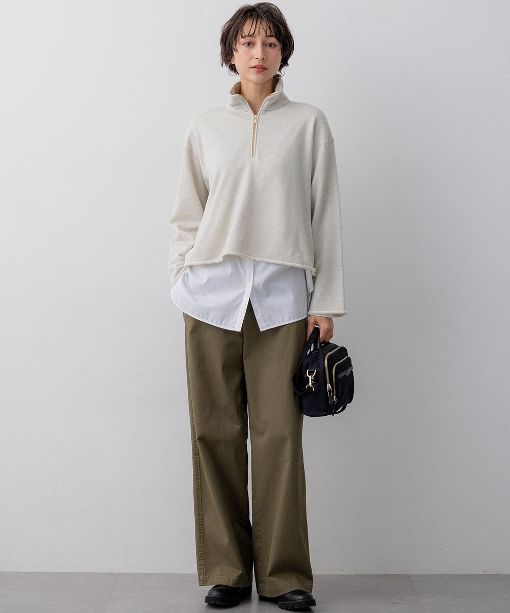 23区 【先行予約】シャイニーコットンテリー ハーフジップ スウェット 