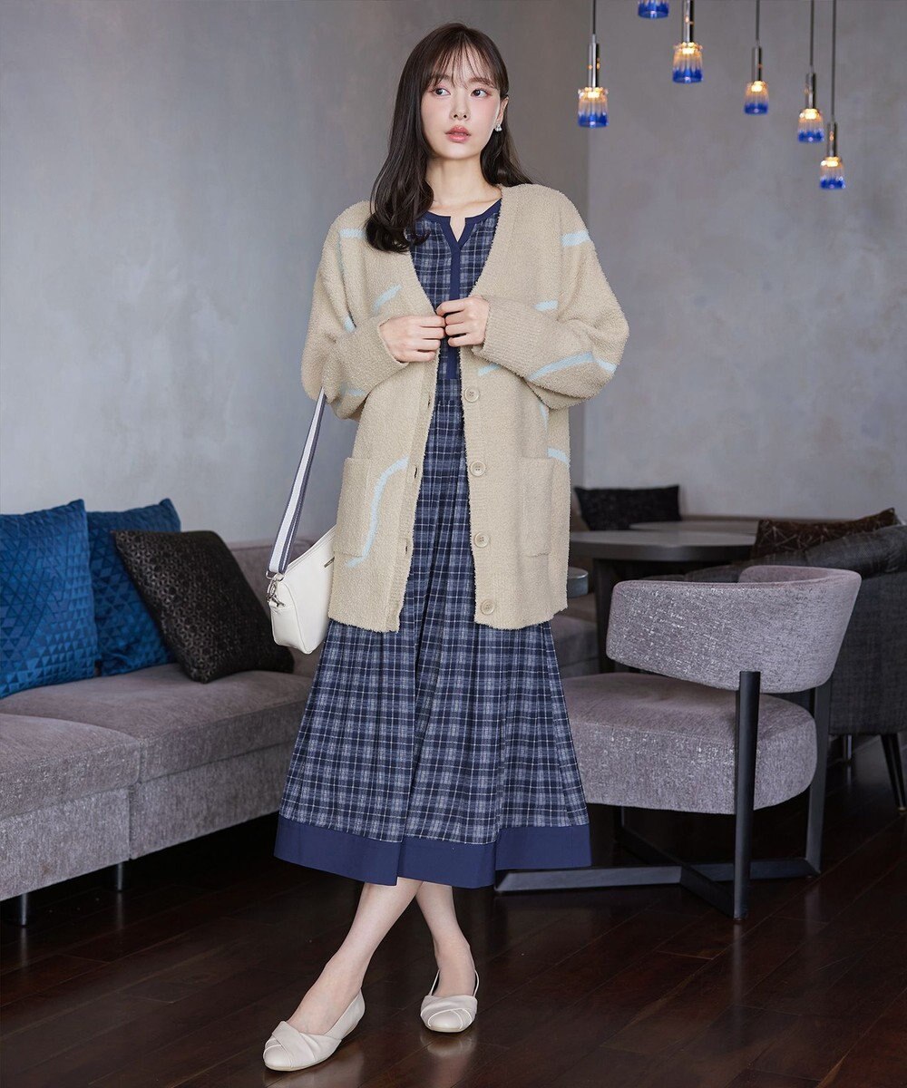 Tiaclasse ふわもちニュアンス配色ニットカーディガン 