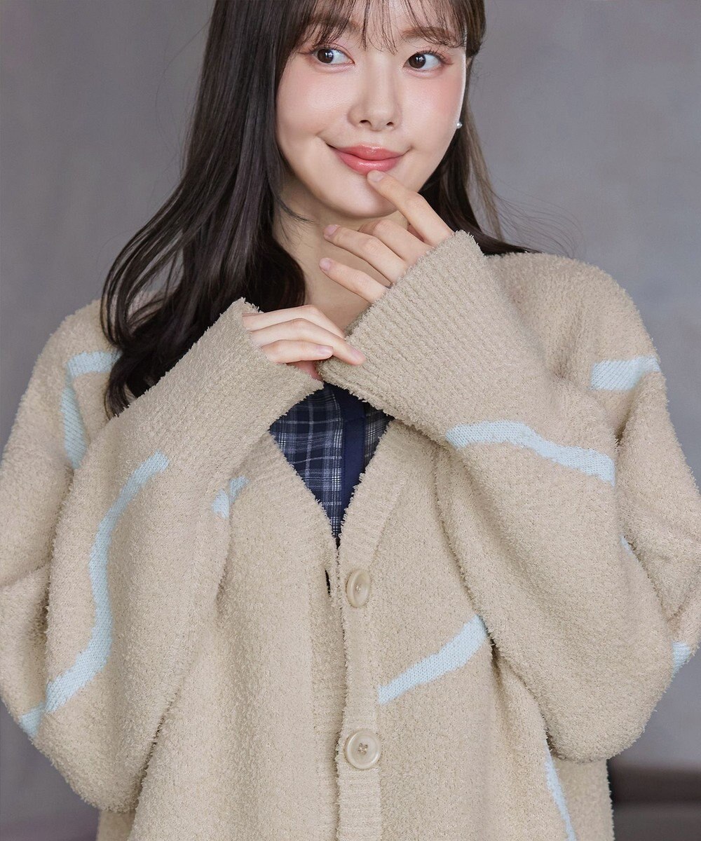 Tiaclasse ふわもちニュアンス配色ニットカーディガン 