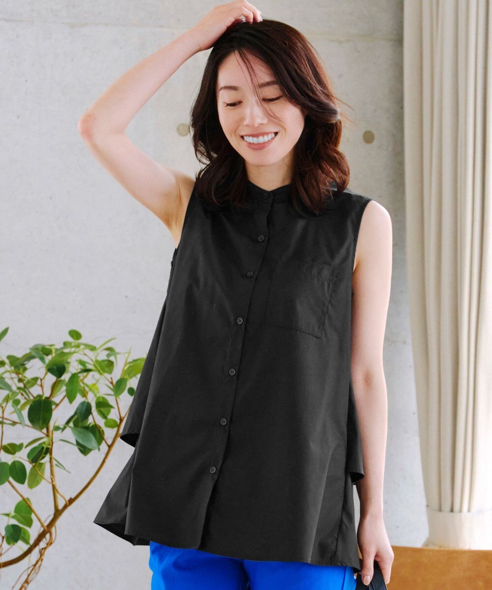 Tiaclasse 【洗える】ノースリーブ後ろタックティアードブラウス 