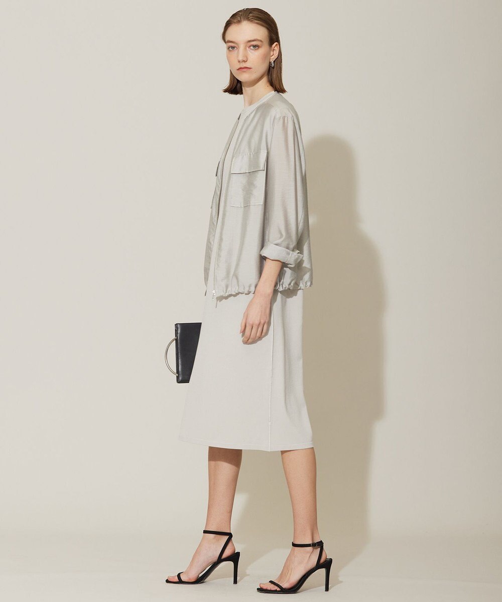 ICB 【洗える】リヨセルナイロンワッシャー ノーカラーブルゾン 