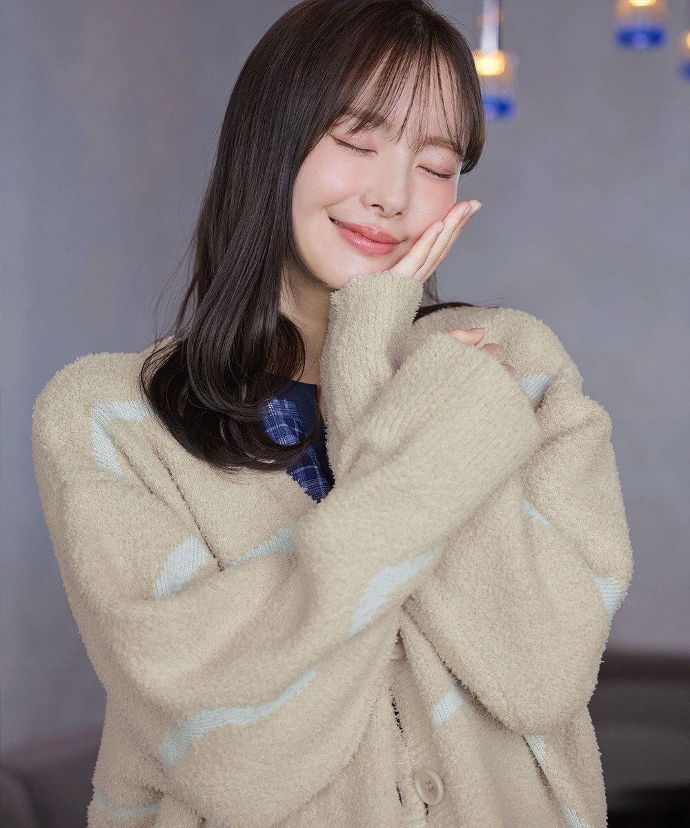 Tiaclasse ふわもちニュアンス配色ニットカーディガン 