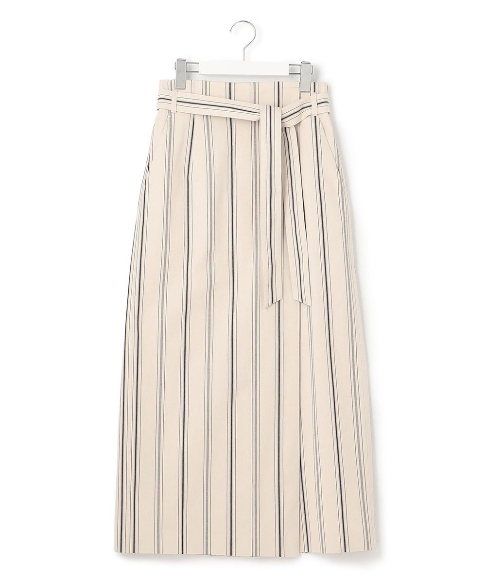 23区 S 【洗える】コットンリネンストライプ Iライン スカート 