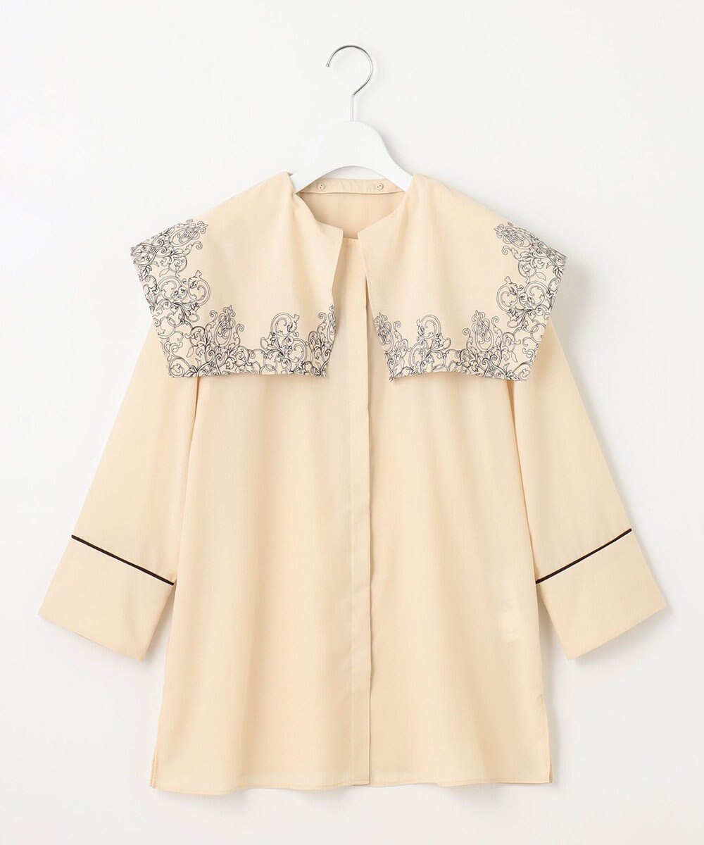 自由区 S 【2WAY・洗える】コードエンブロイダリー襟付き ブラウス 