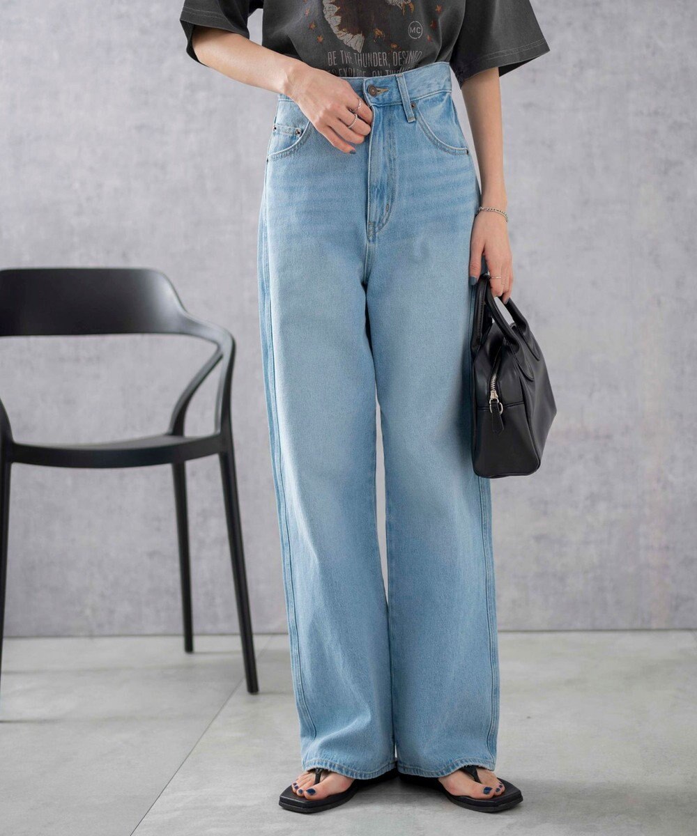 WEGO 【新色追加/美脚/XS～Lサイズ展開】ストレートデニムパンツ 