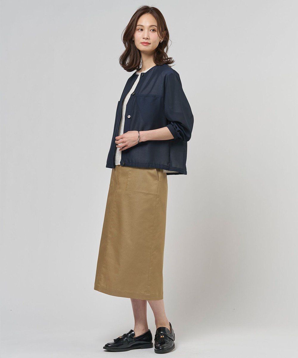 J.PRESS LADIES L Pe リネン シアー スラブ ノーカラー ブルゾン 