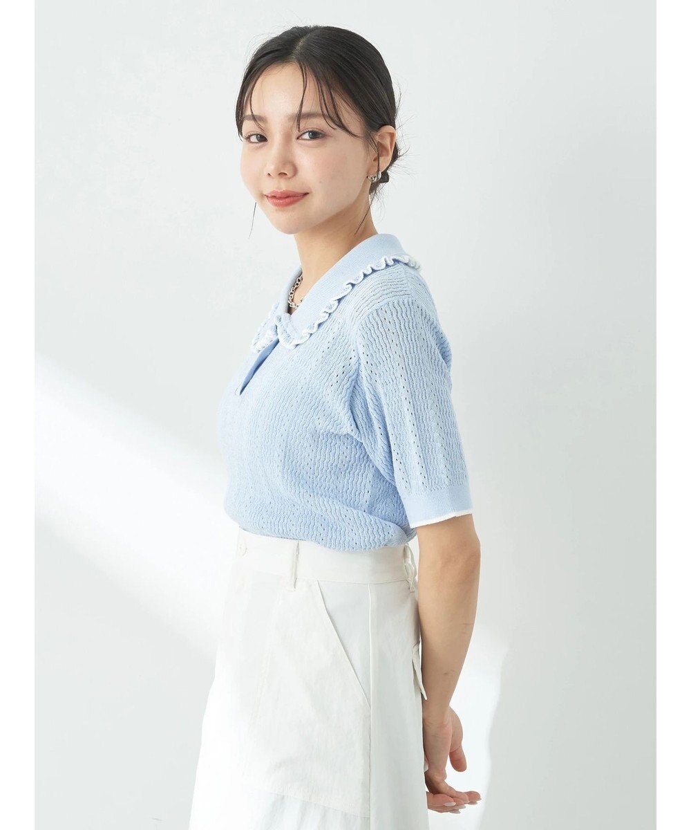 earth music&ecology フリルニットポロ 