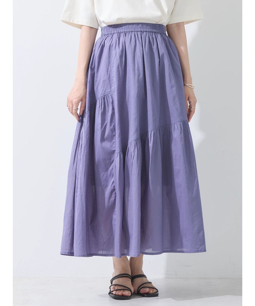 earth music&ecology コットンボイルランダム切替フレアスカート 