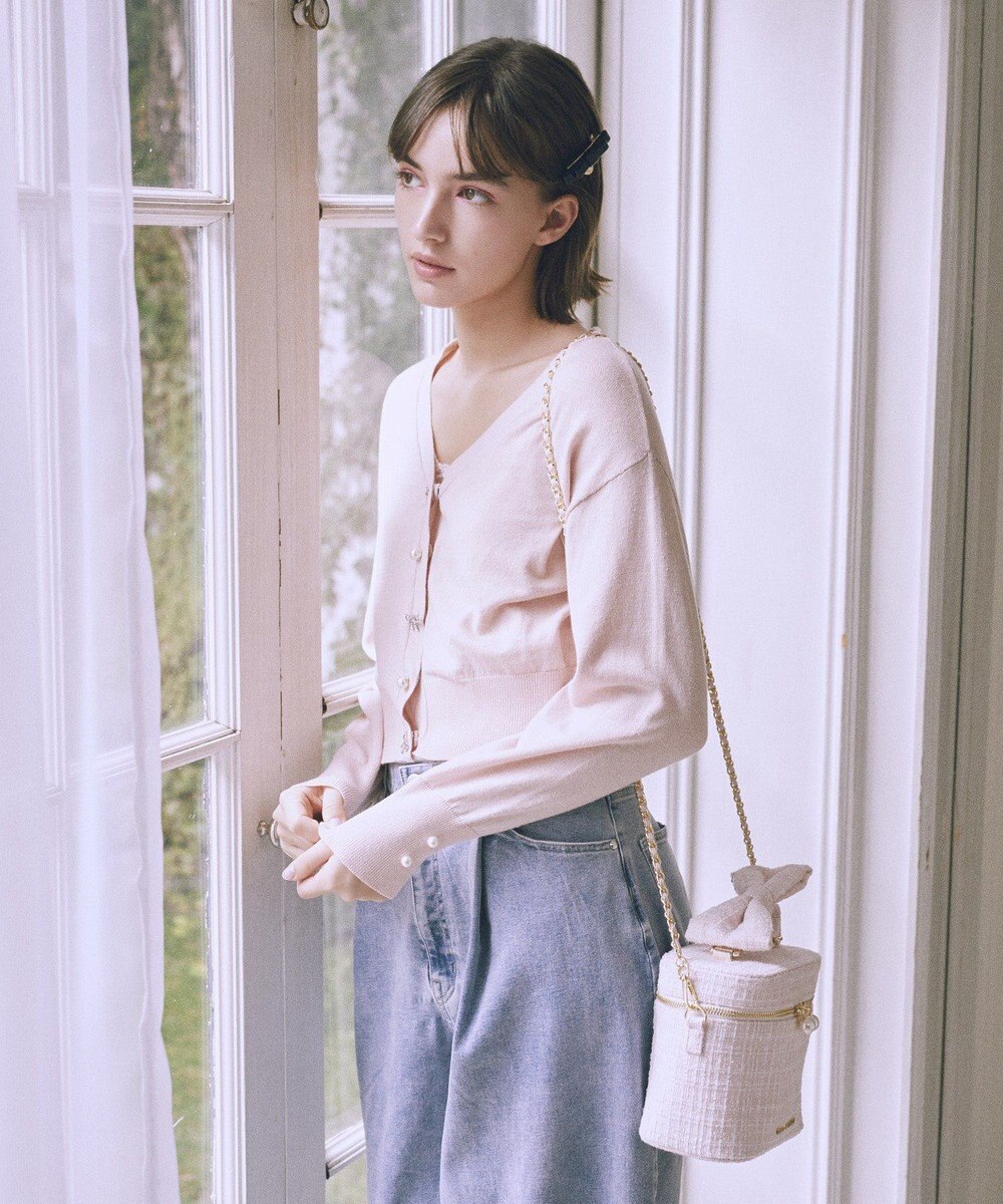 Maison de FLEUR ツイードキューブショルダーバッグ 