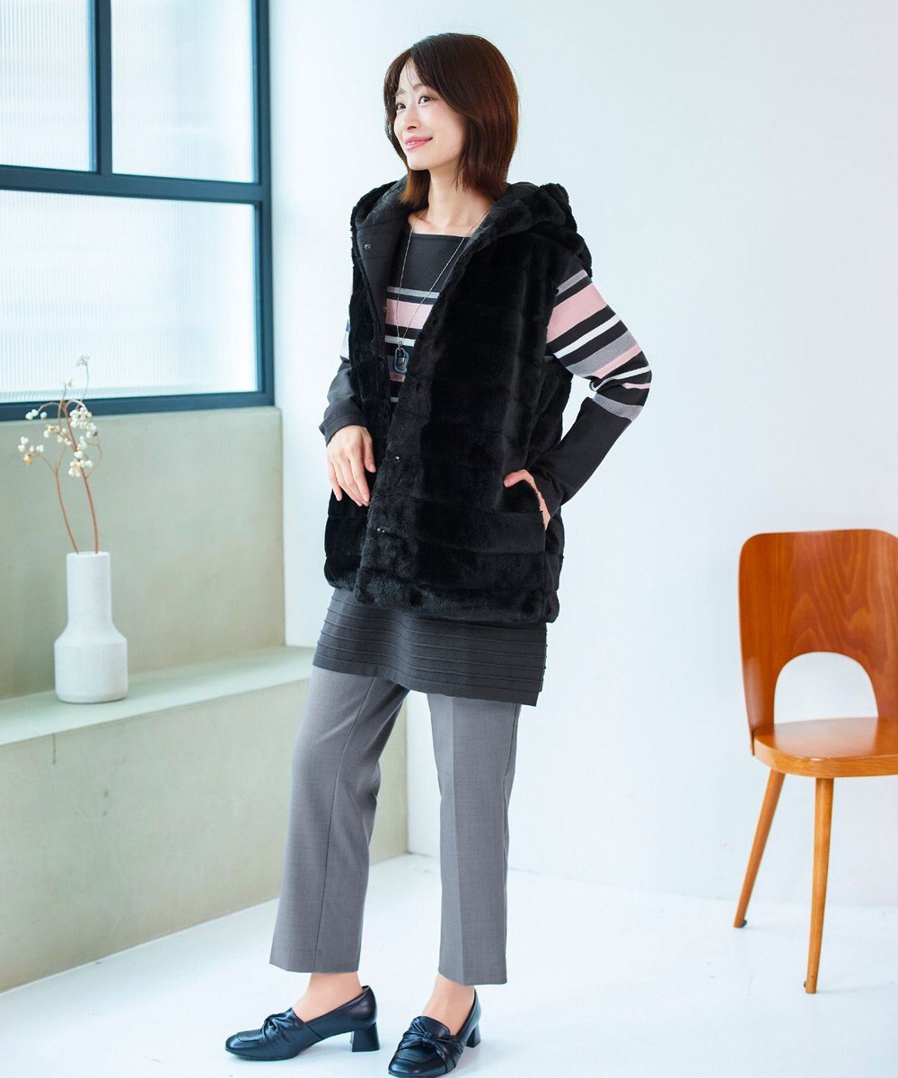 Tiaclasse 【2WAY】着回し自由のリバーシブルキルトフェイクファーベスト 