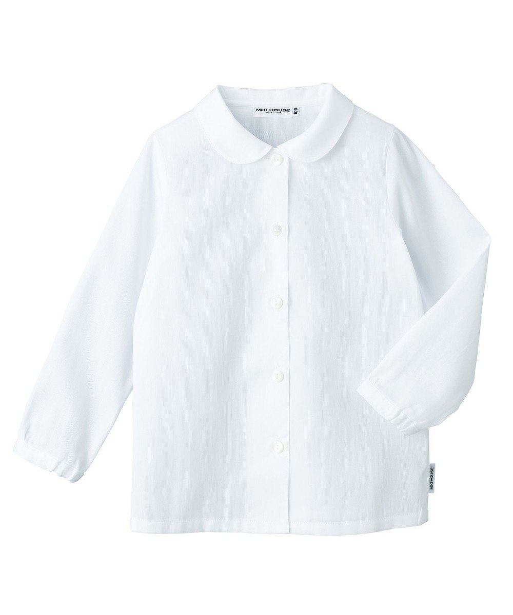 MIKI HOUSE HOT BISCUITS 【90-140cm】ピケ素材の丸衿長袖ブラウス 