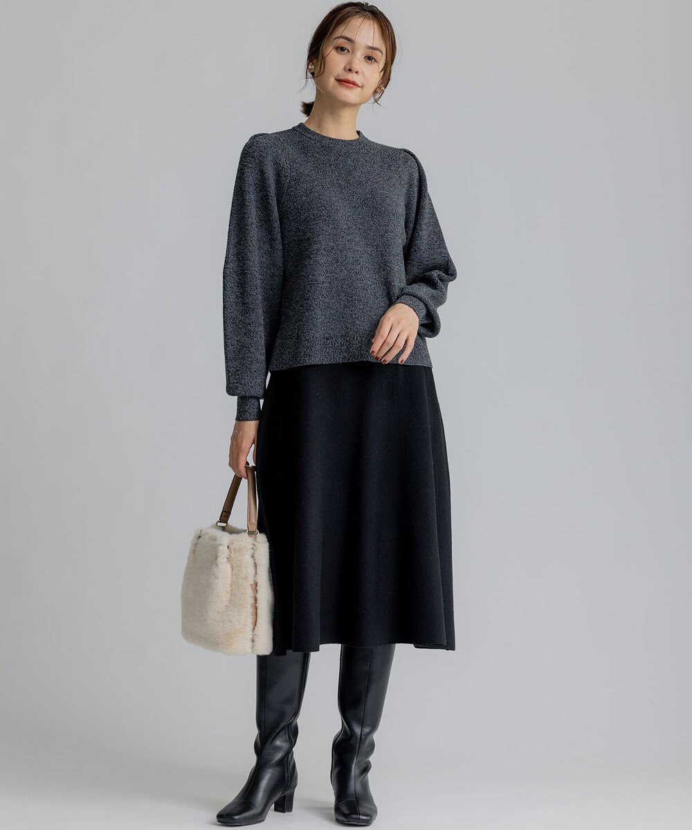 組曲 L 【WEB限定】襟付き片畔ニットプルオーバー 