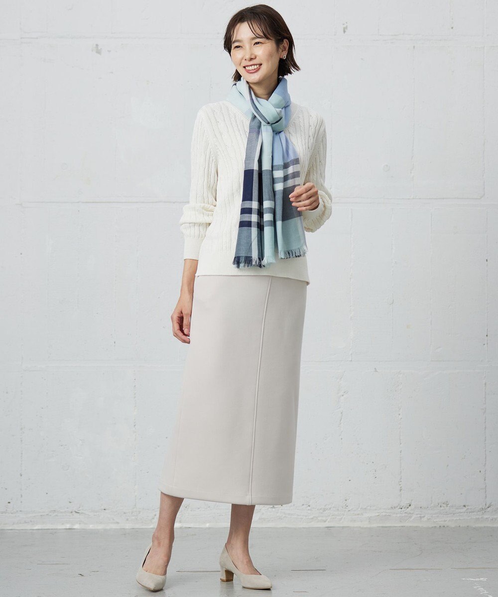 J.PRESS LADIES 【洗える】GIZA MERCERIZE COTTON ケーブル ニット 