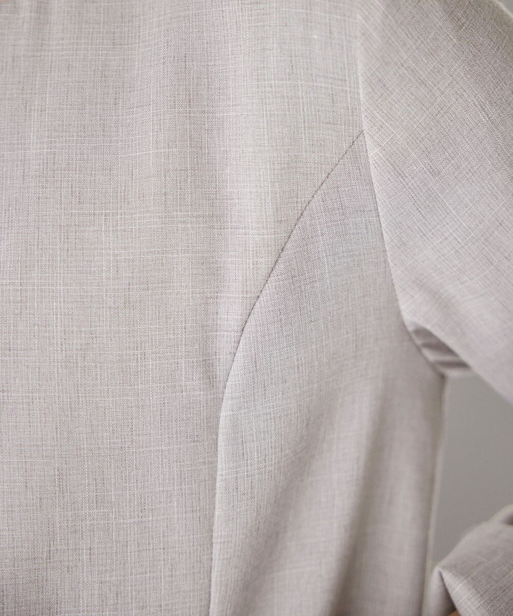 Tiaclasse L 【新色追加・洗える】麻調薄地キーネックジャケット 