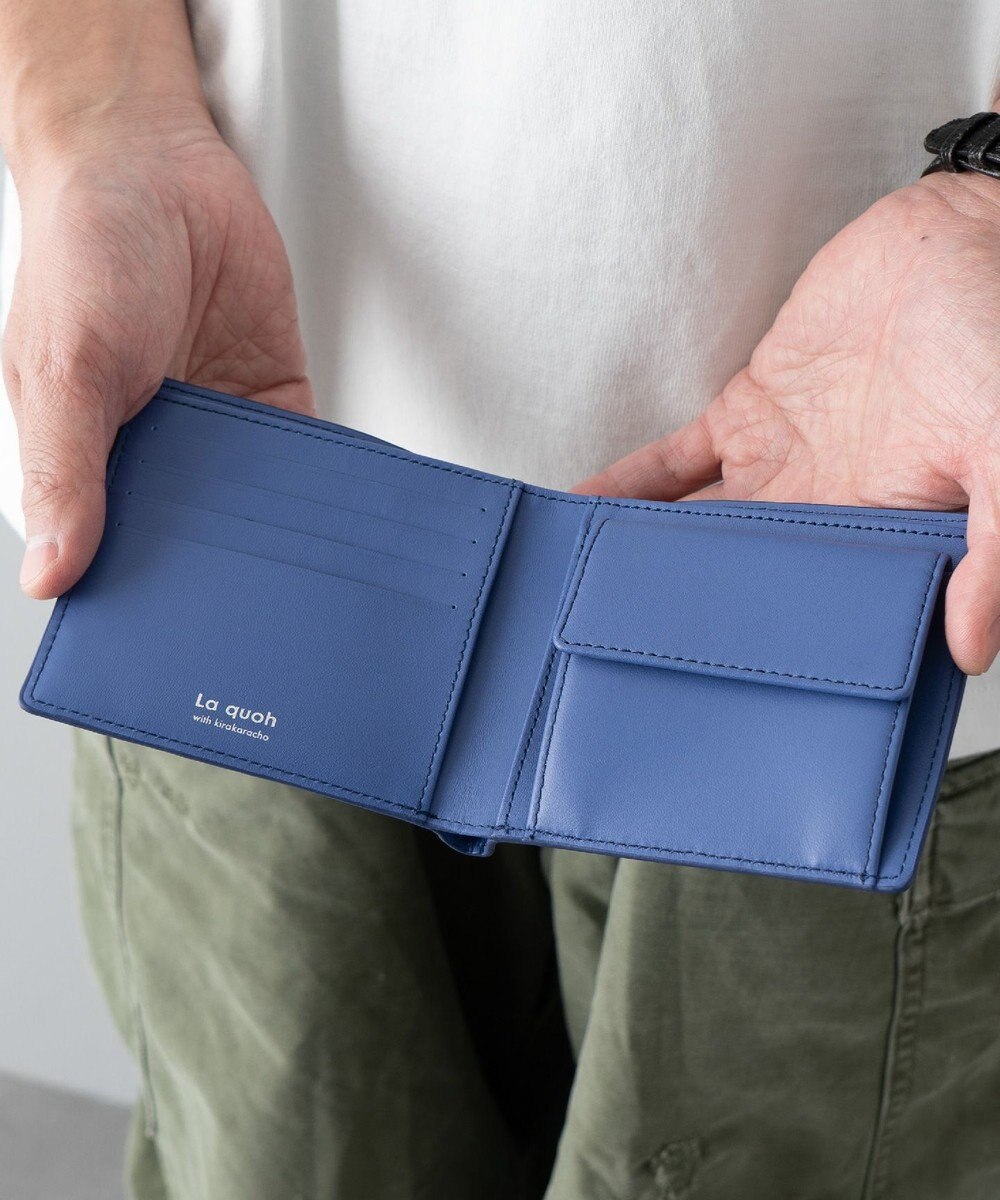 MIYABIYA La quoh with kirakaracho 角つなぎ プリントレザー 二つ折り財布 