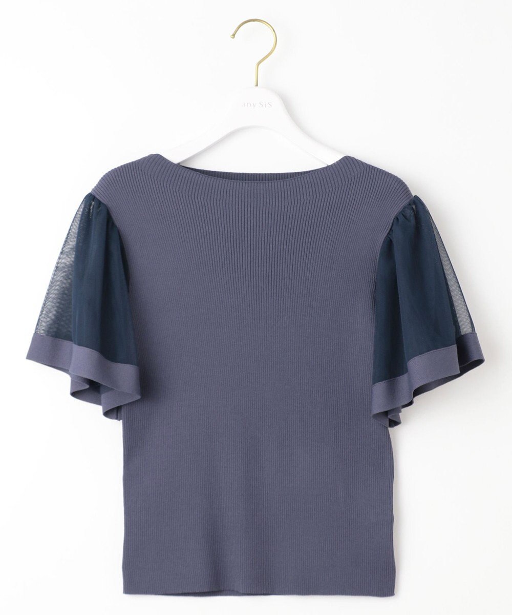 ANY SIS 【洗える】チュールスリーブ ニット 