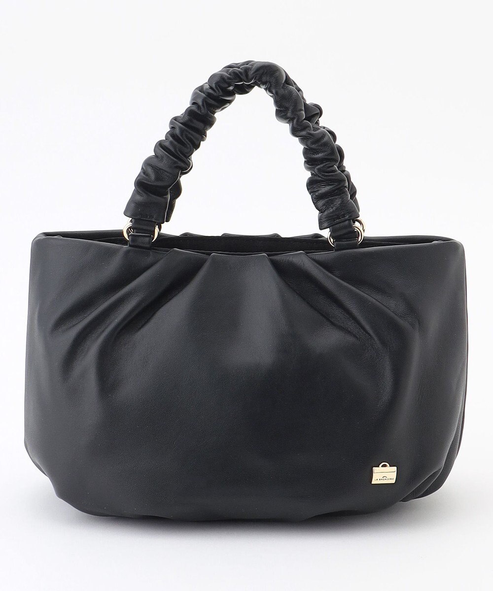 LA BAGAGERIE シープレザー ギャザーハンドル2wayラウンドトートバッグ 