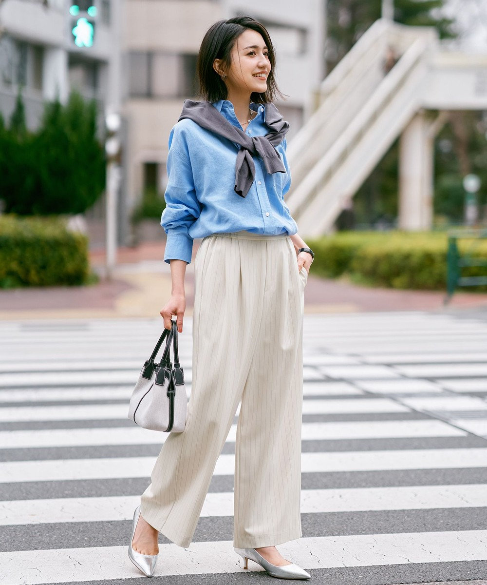 ANY イージーケアライトストレッチワイドパンツ 