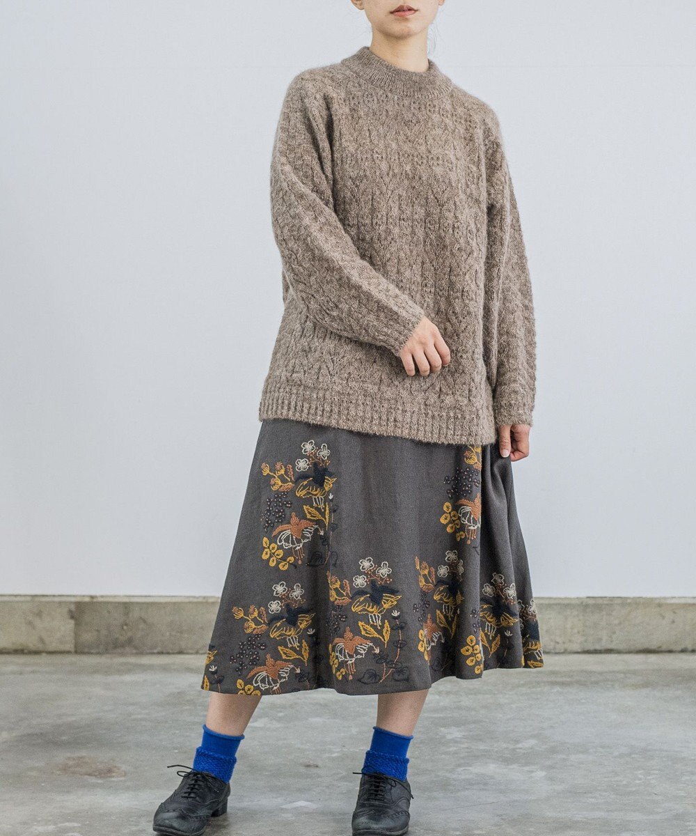 muuc 〈ふっくら柔らか高品質 キッドモヘア×アルパカ×ウール〉〈2サイズ展開〉模様編みプルオーバー 