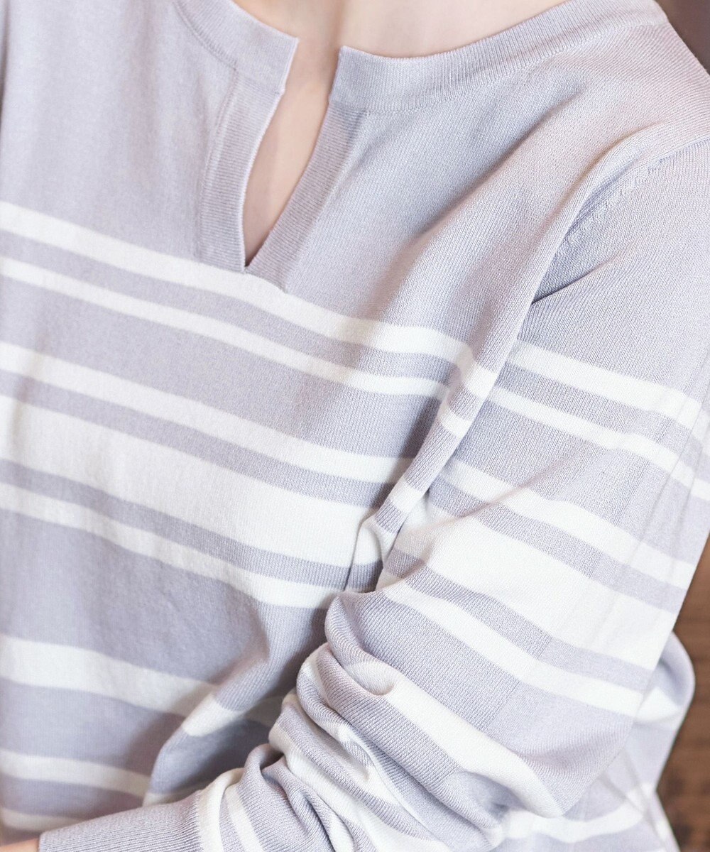 Tiaclasse 【洗える】キーネックボーダーニットチュニック 