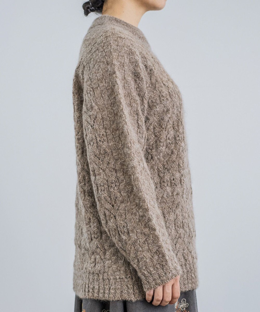 muuc 〈ふっくら柔らか高品質 キッドモヘア×アルパカ×ウール〉〈2サイズ展開〉模様編みプルオーバー 